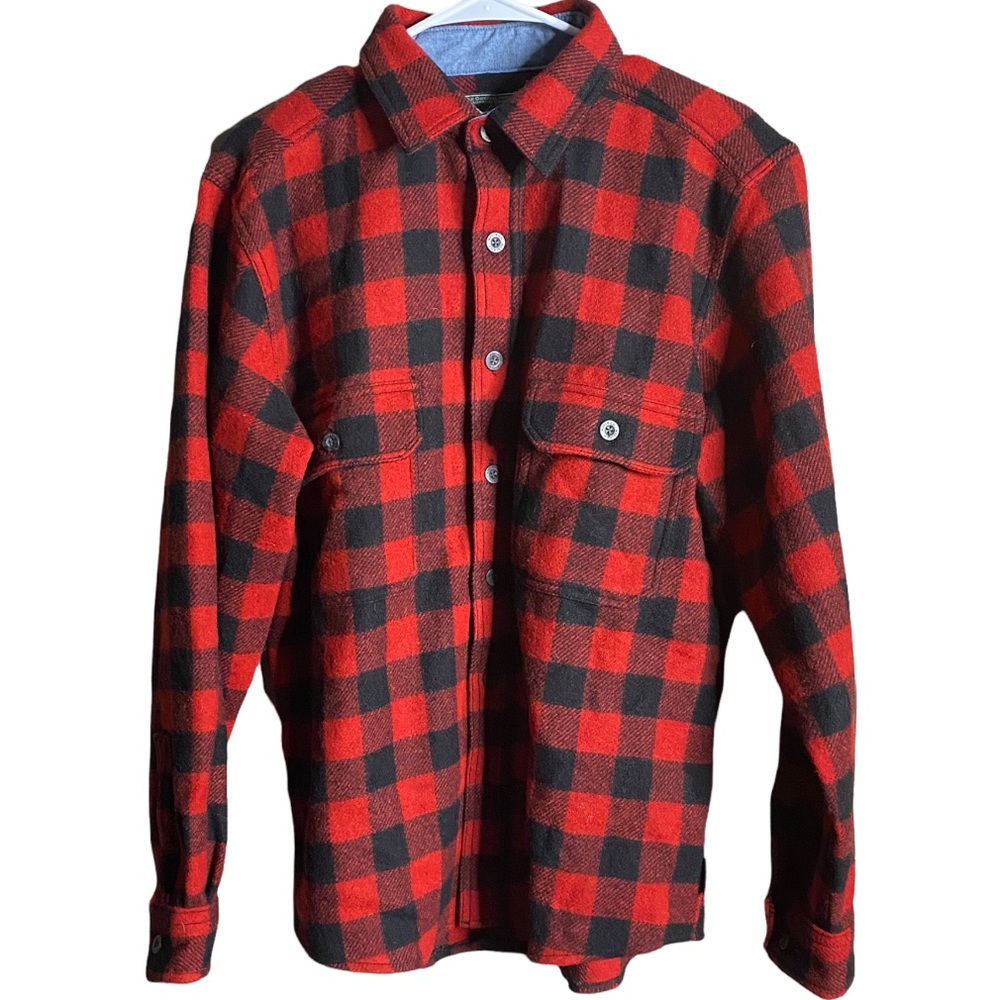 Woolrich Men’s wool blend red plaid long sleeve button front shirt jacket size M